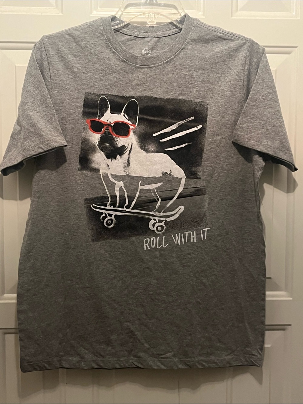Wonder Nation Gray Tee with Dog Graphic and Red Sunglasses